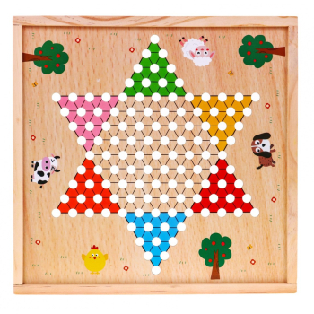 Drewniany zestaw gier planszowych 6w1 dla dzieci Trylma Węże i drabiny Szachy Chińczyk GO